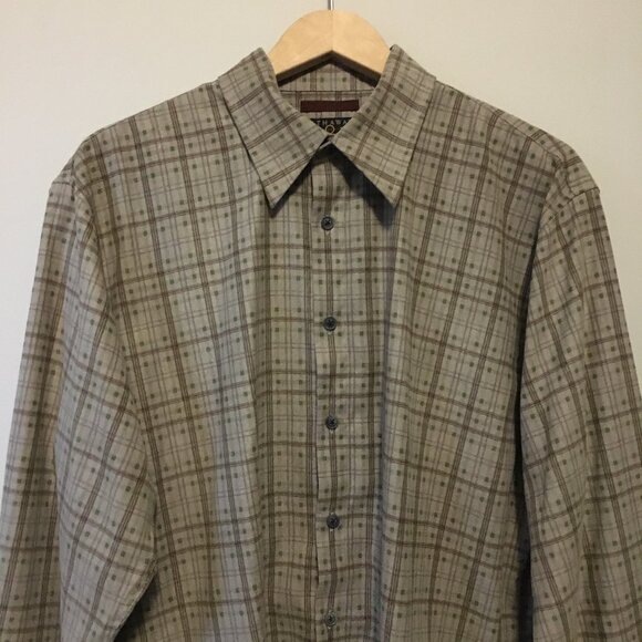 Hathaway Faux Suede Plaid Button Down Dress Shirt - Picture 5 of 12